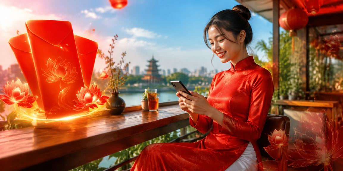Phong bì đỏ may mắn và áo dài Hà Nội gắn liền với văn hóa Việt Nam trên st60n