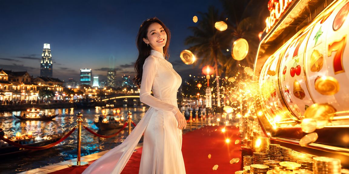 Người chơi tại Sài Gòn tham gia Slot Game trên điện thoại với trang phục áo dài truyền thống